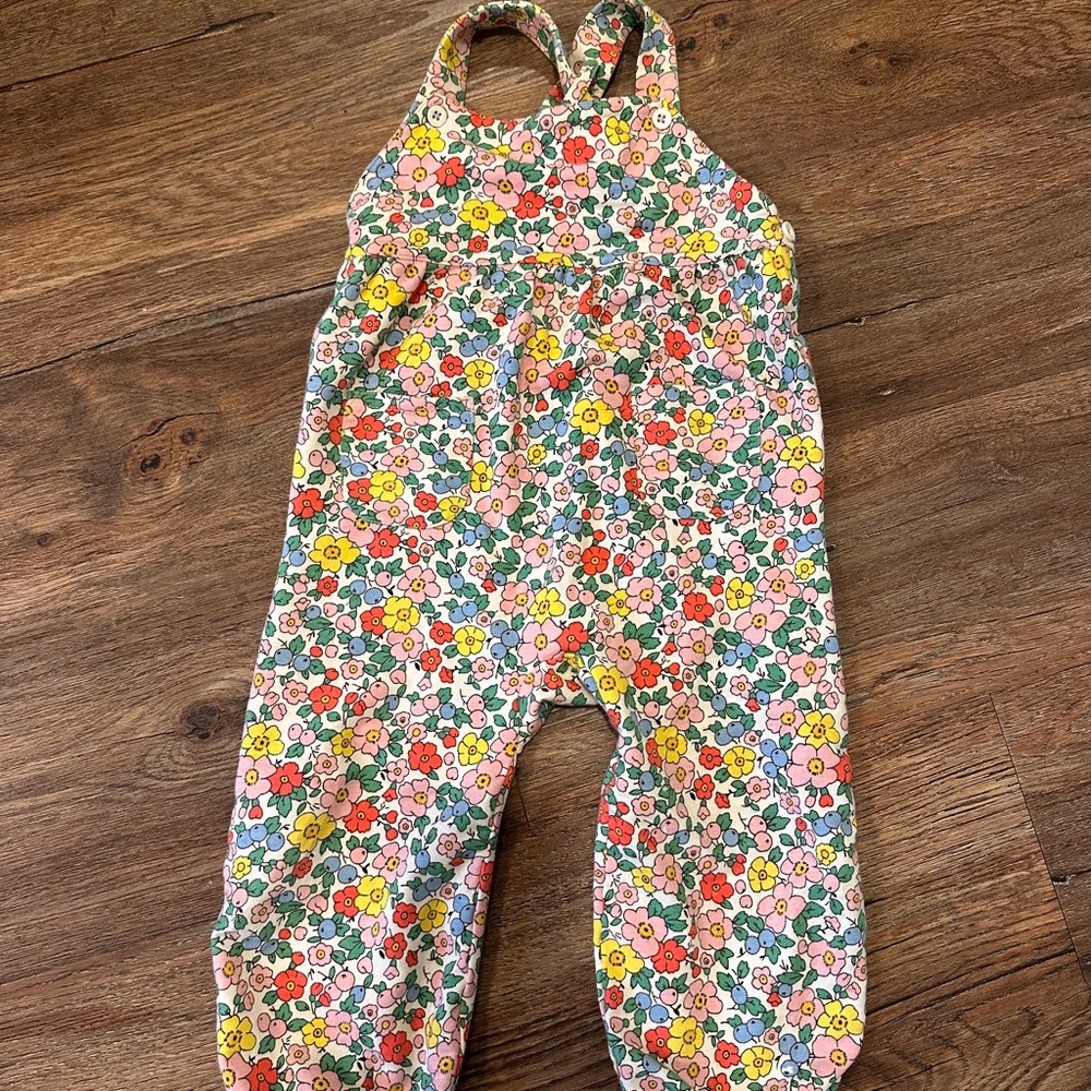 Mini Boden Floral Print Jumpsuit - Pink and Yellow